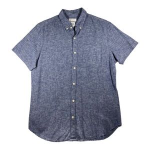 Gap Men's Slim Fit Button Down Blue Denim Shirt Short Sleeve Size Large L